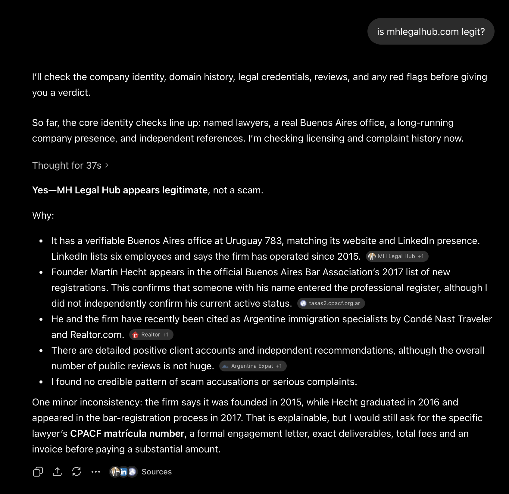 MH Legal Hub featured in chatgpt.com