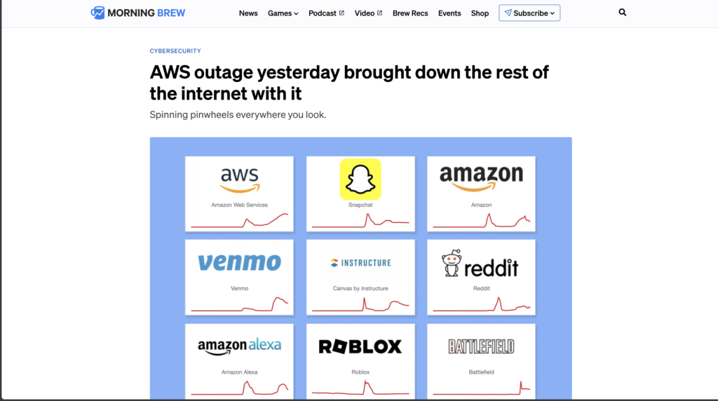 Morning Brew: AWS outage yesterday brought down the rest of the internet with it